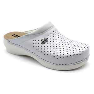 leon damen lederclogs -modell-pu100-weiss