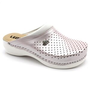 leon damen lederclogs -modell-pu100-rosa