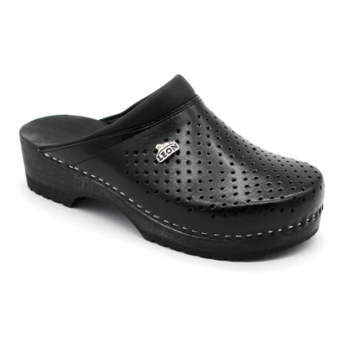 leon damen lederclog b2 schwarz