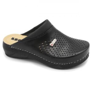 leon damen lederclogs 3400 schwarz