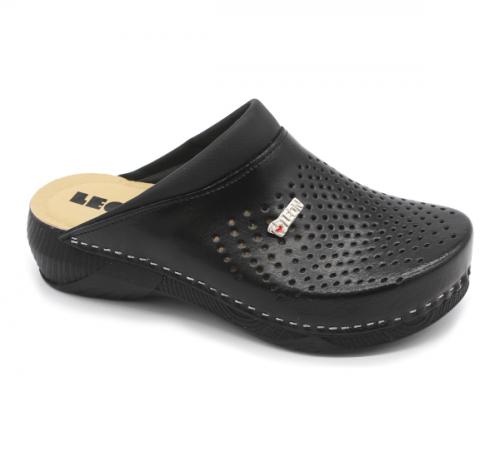 leon damen lederclogs 3400 schwarz